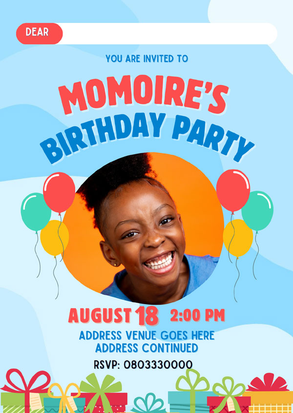 Colorful Kiddies Birthday Party Invitation