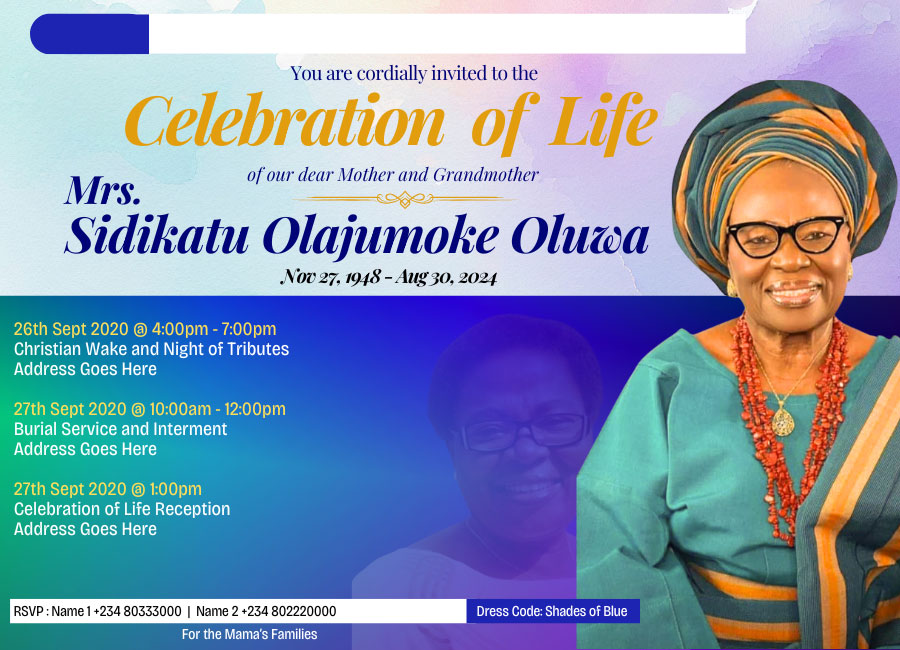 Exquisite Blue themed Burial Invitation