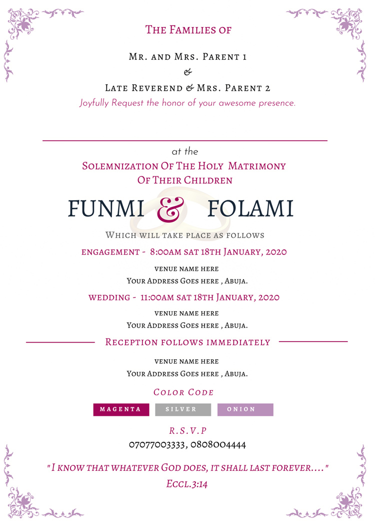 Minimalist Floral Wedding Invitation